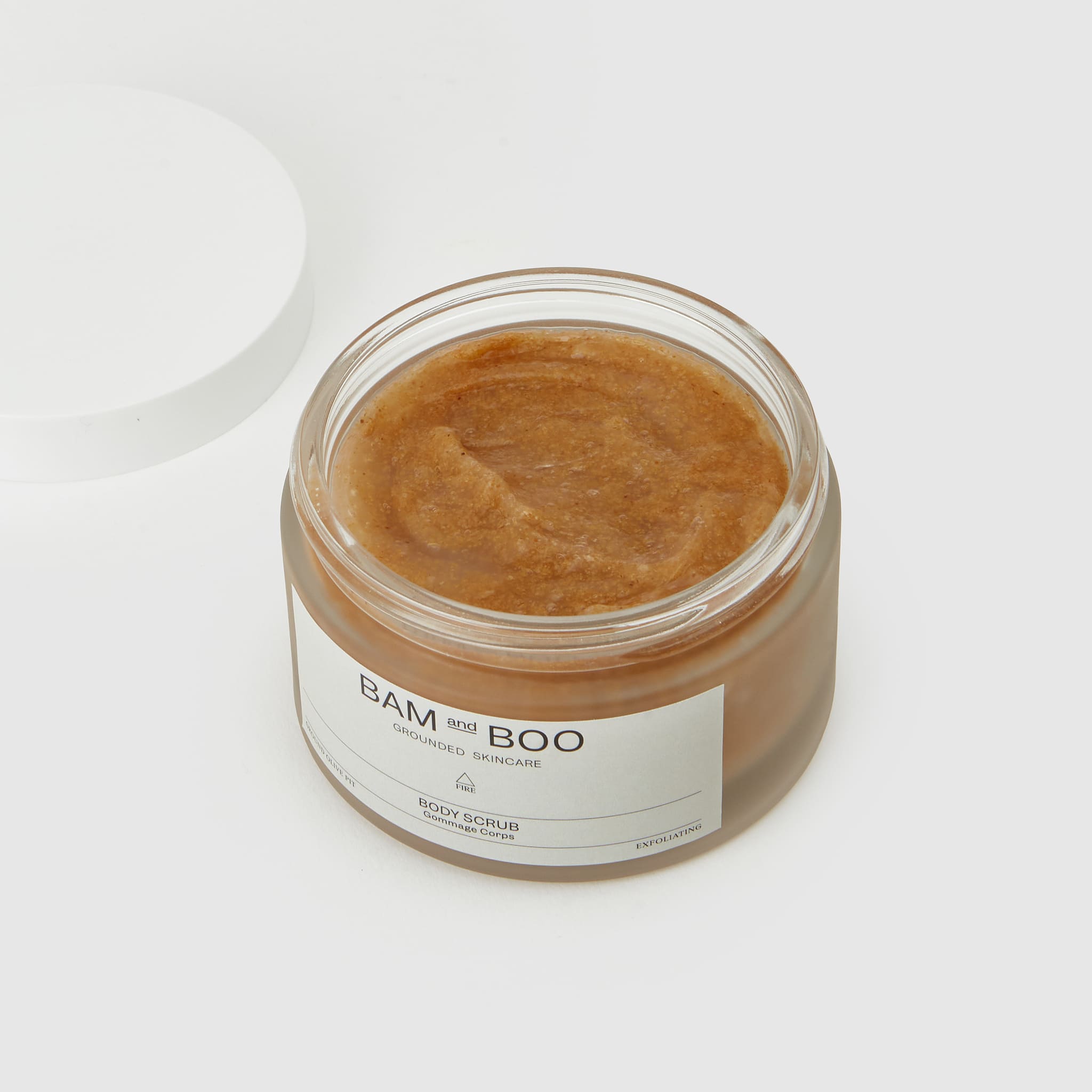 Body Scrub - Pack Shot Product Open Jar Texture - BAMandBOO Grounded Skincare Azores