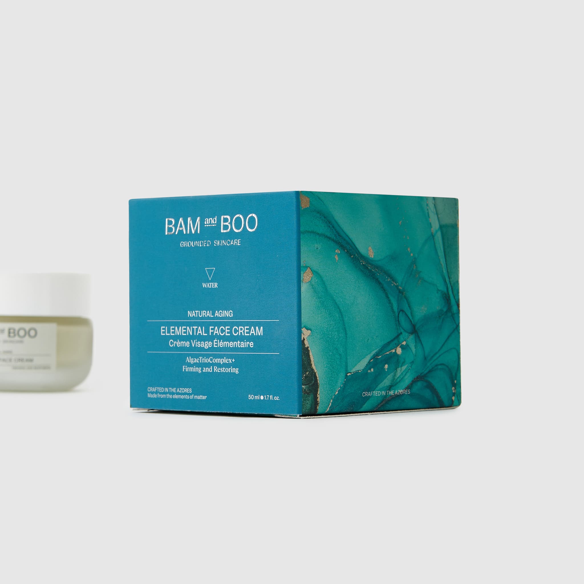 Elemental Face Cream - Pack Shot Product Packaging Detail - BAMandBOO Grounded Skincare Azores