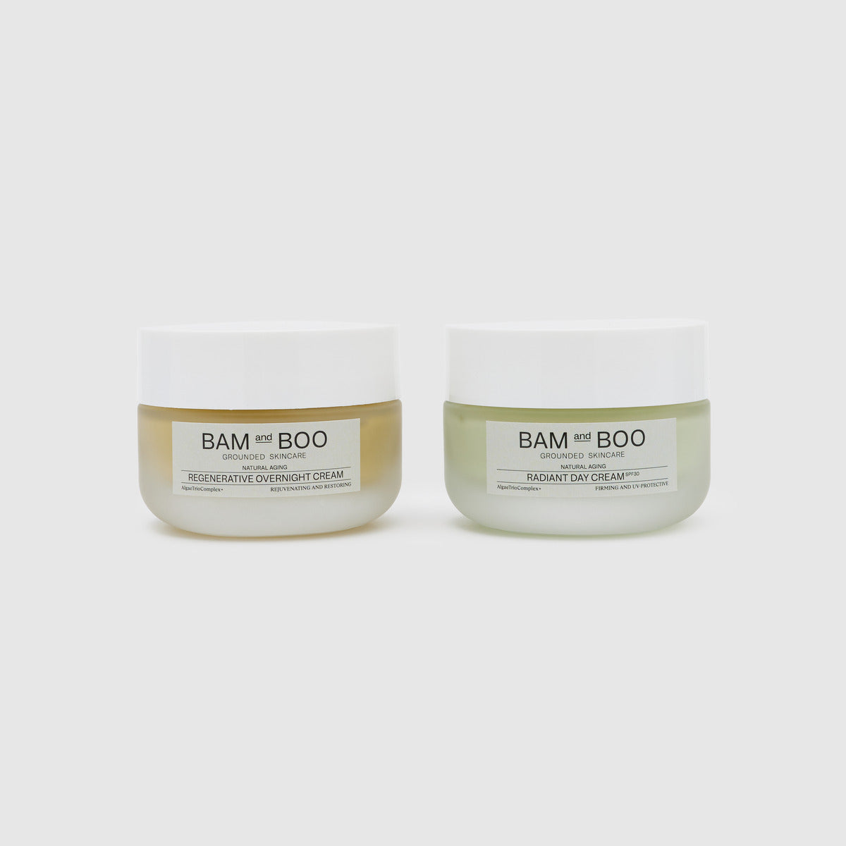 Regenerative Overnight Cream + Radiant Day Cream - Jar Pack Shot - Christmas Holiday Gift Sets - BAMandBOO Grounded Skincare Azores