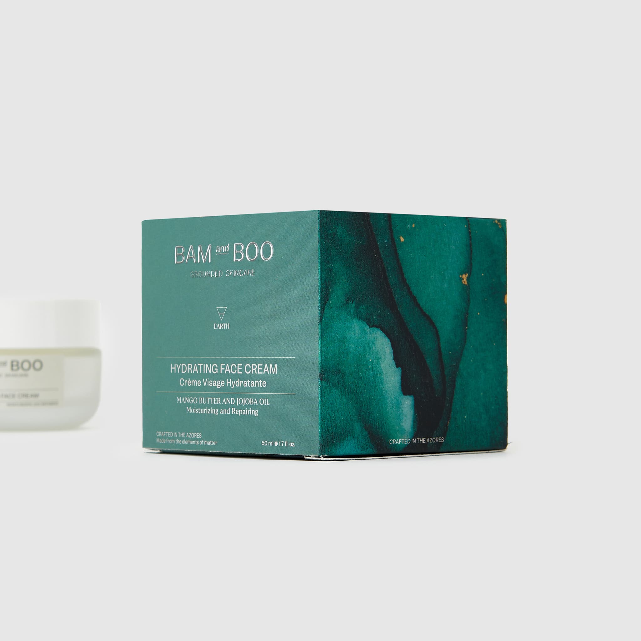 Hydrating Face Cream - Pack Shot Product Packaging Detail - BAMandBOO Grounded Skincare Azores