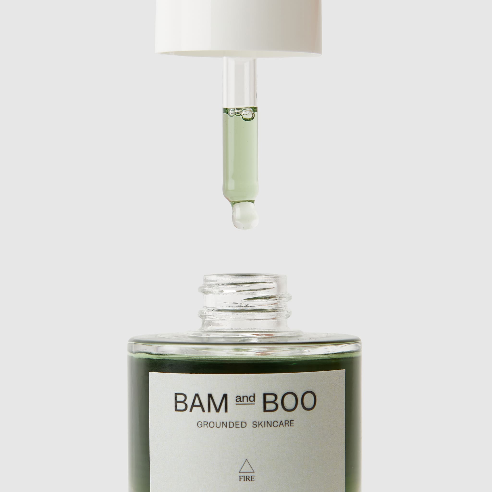 Oil Control Serum - Pack Shot Product Open Dropper Detail - BAMandBOO Grounded Skincare Azores