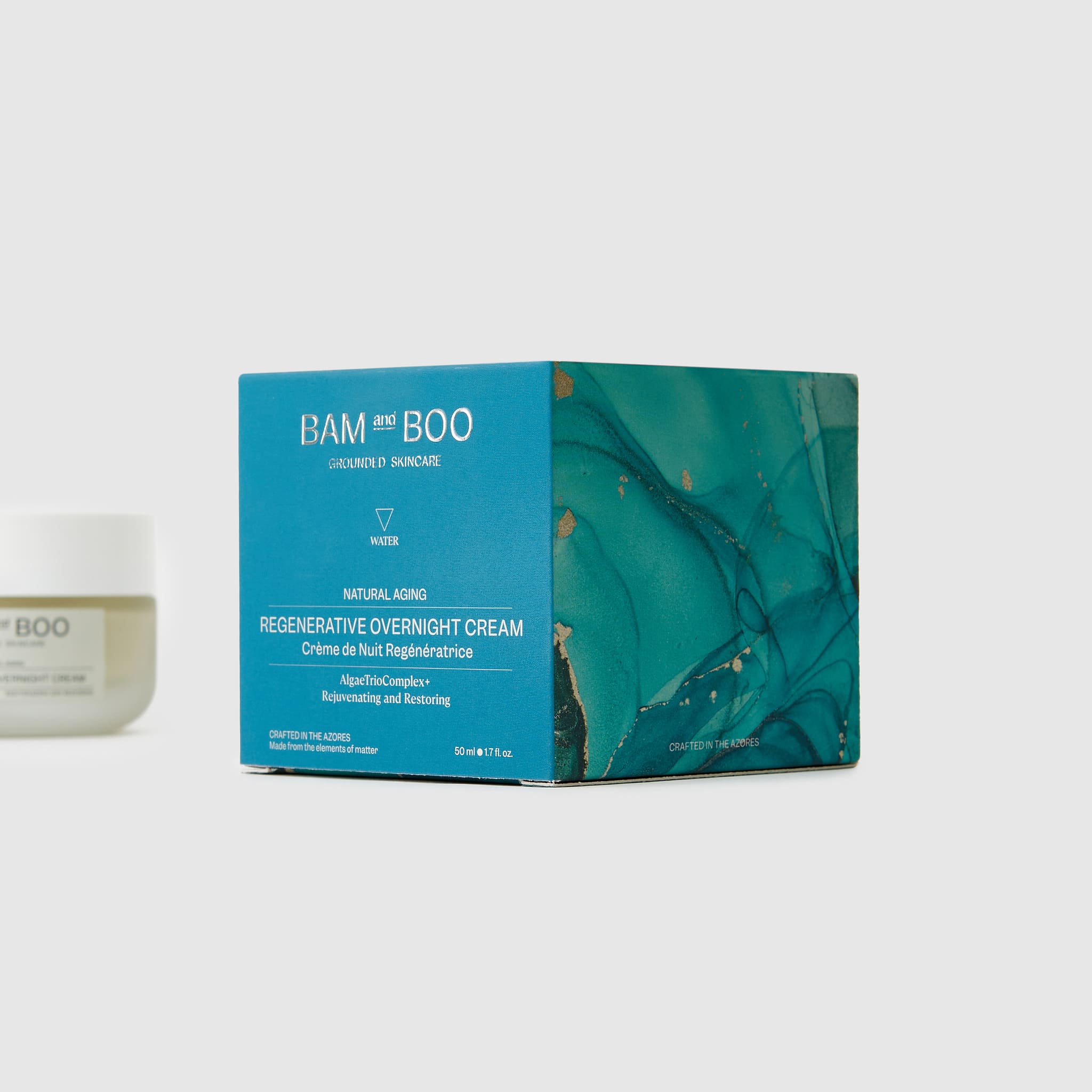 Regenerative Overnight Cream - Pack Shot Product Packaging Detail - BAMandBOO Grounded Skincare Azores