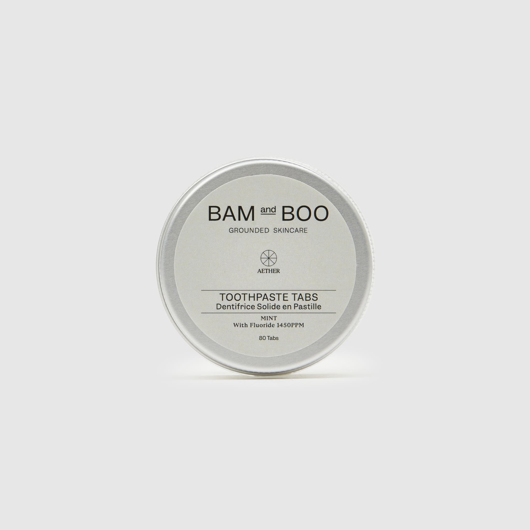 Toothpaste Tabs with Fluoride - Pack Shot Product Top Shot - BAMandBOO Grounded Skincare Azores