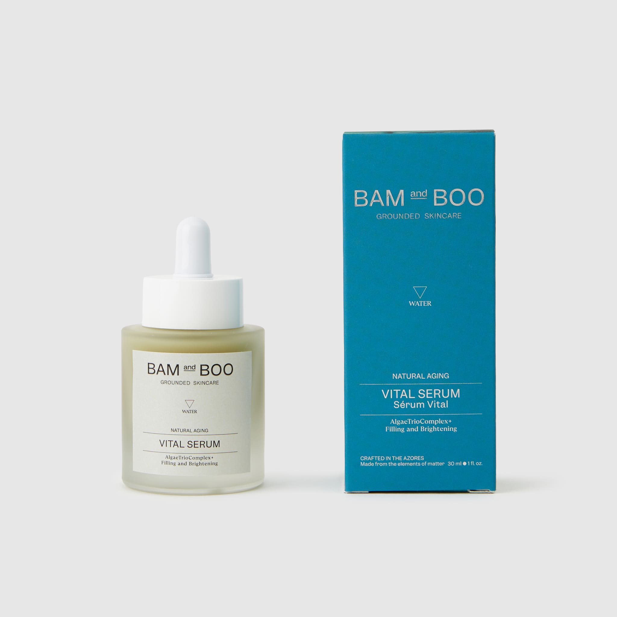 Vital Serum - Pack Shot Product Packaging - BAMandBOO Grounded Skincare Azores