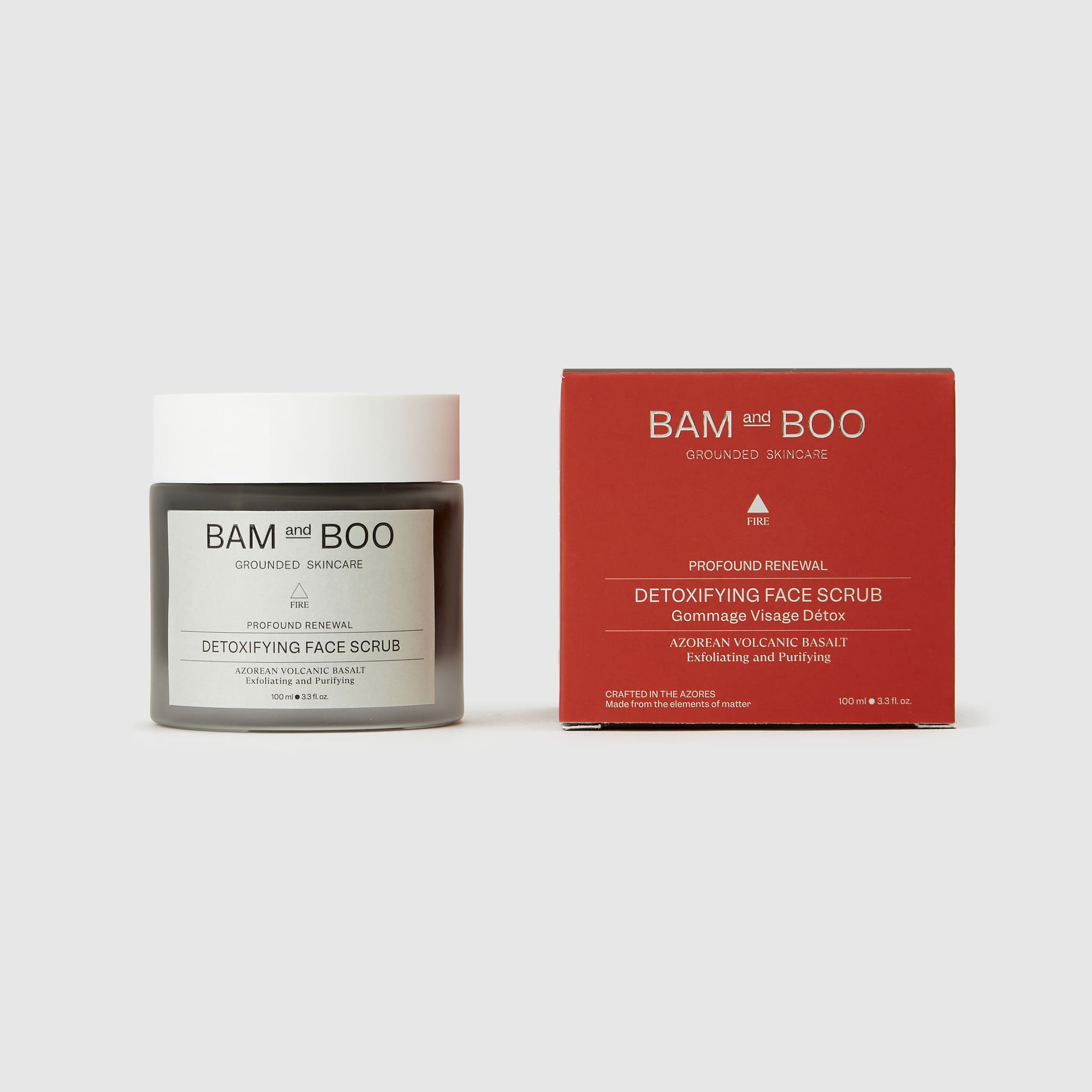 Volcanic Basalt Face Scrub - Pack Shot Product Packaging - BAMandBOO Grounded Skincare Azores