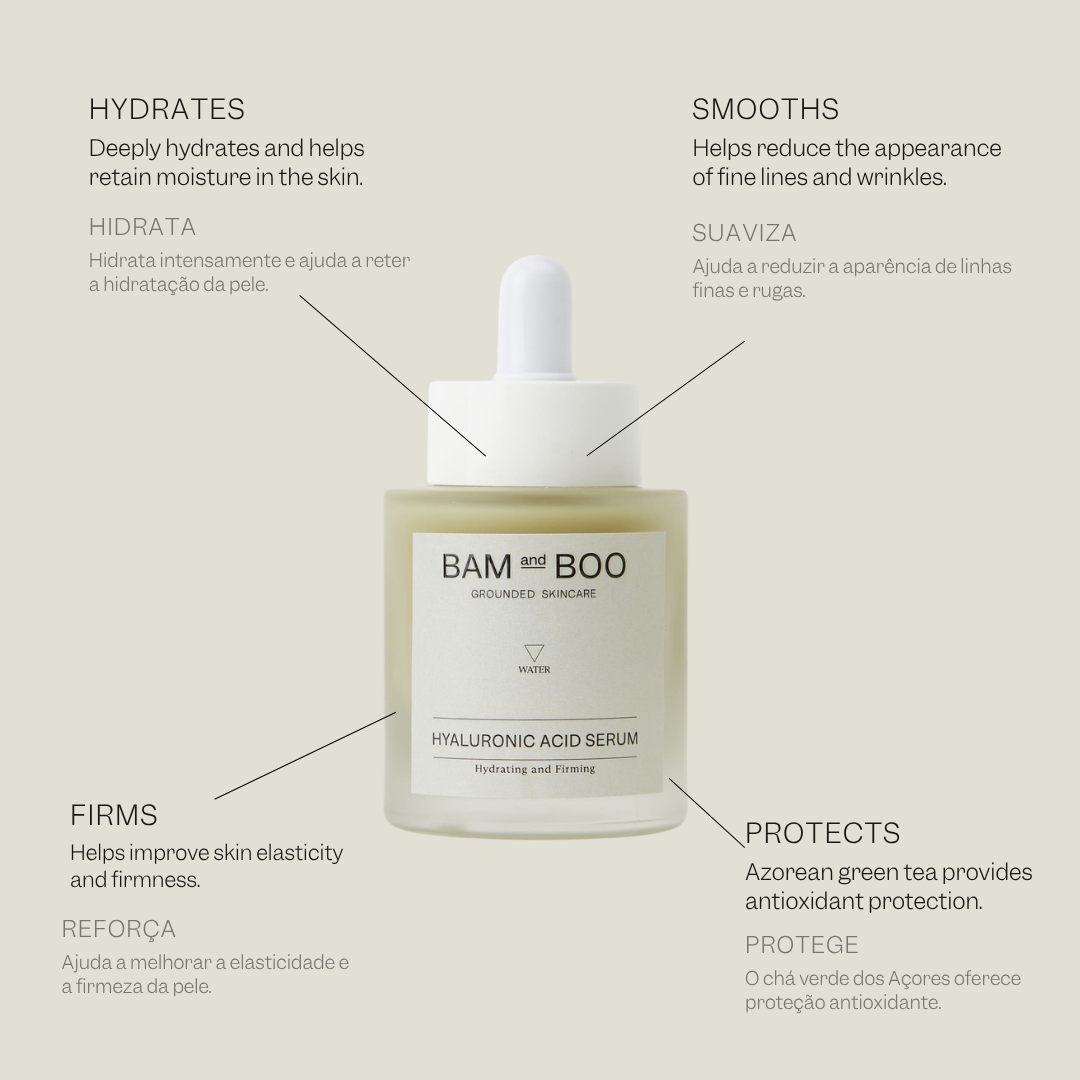 Hyaluronic Acid Serum — hidratação, suavidade, firmeza e proteção antioxidante | BAMandBOO