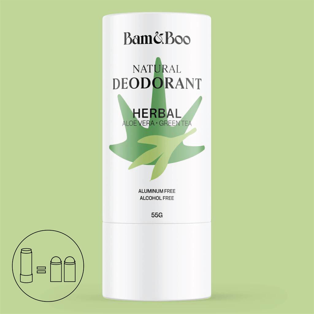 NATURAL DEODORANT | Herbal - Aloe Vera & Green Tea - Bamboo Toothbrush Bam&Boo - Eco-friendly, vegan, sustainable oral and personal care